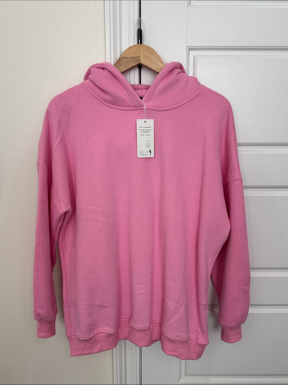 NEW Women’s Oversized Pink Hoodie Sweatshirt Fleece Lined, size Small